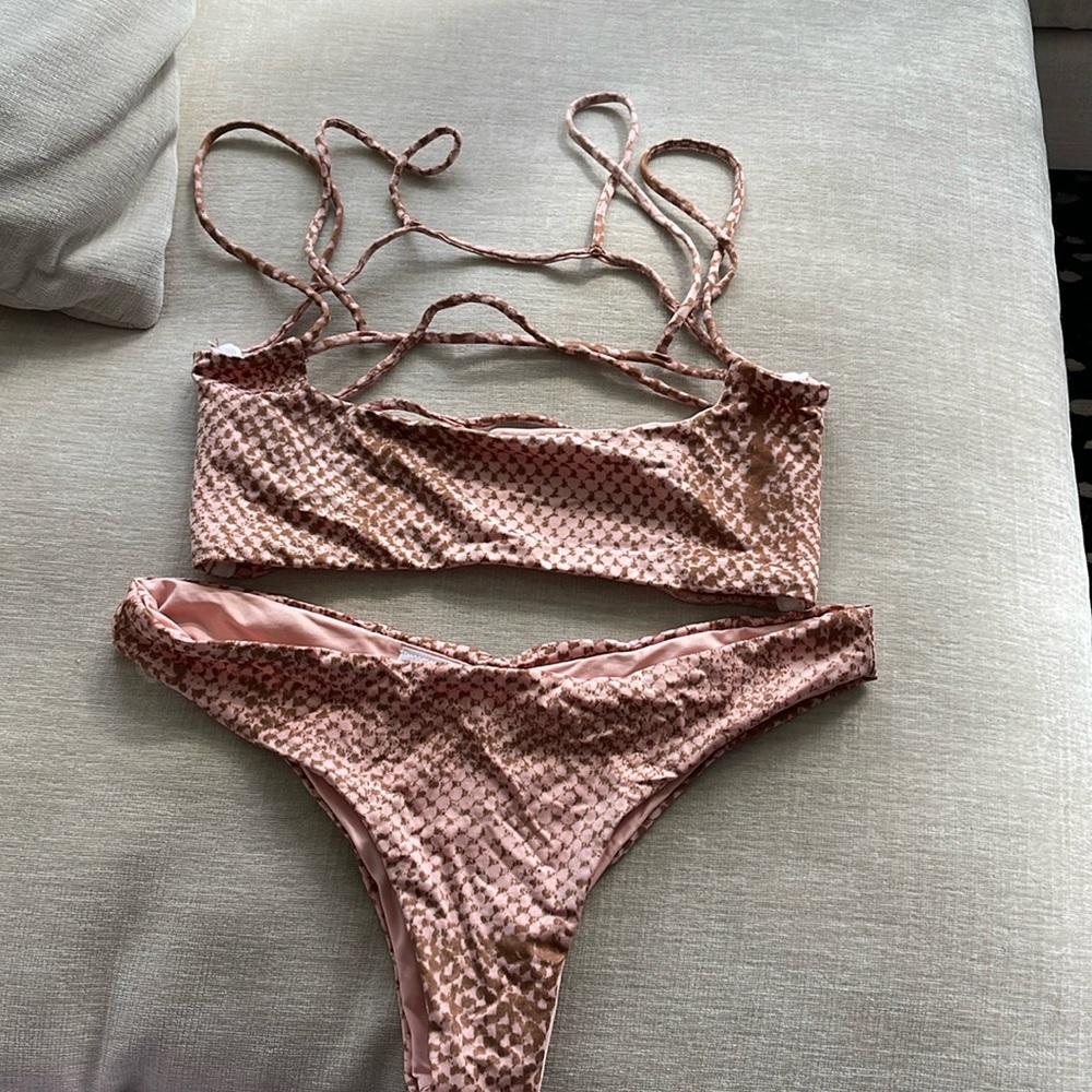 Blue Life strappy bikini in rosewood tie dye